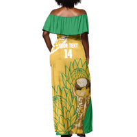Custom South Africa Soccer Off Shoulder Maxi Dress 2026 Bafana Bafana Go Boys Protea - Wonder Print Shop