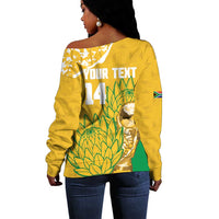 Custom South Africa Soccer Off Shoulder Sweater 2026 Bafana Bafana Go Boys Protea - Wonder Print Shop