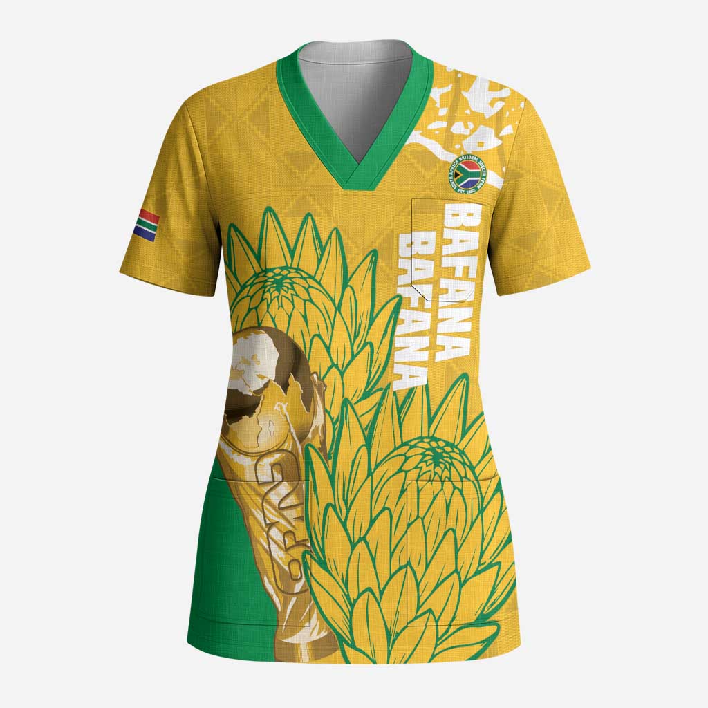 Custom South Africa Soccer Scrub Top 2026 Bafana Bafana Go Boys Protea - Wonder Print Shop