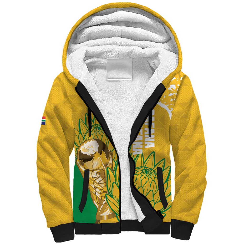 Custom South Africa Soccer Sherpa Hoodie 2026 Bafana Bafana Go Boys Protea - Wonder Print Shop