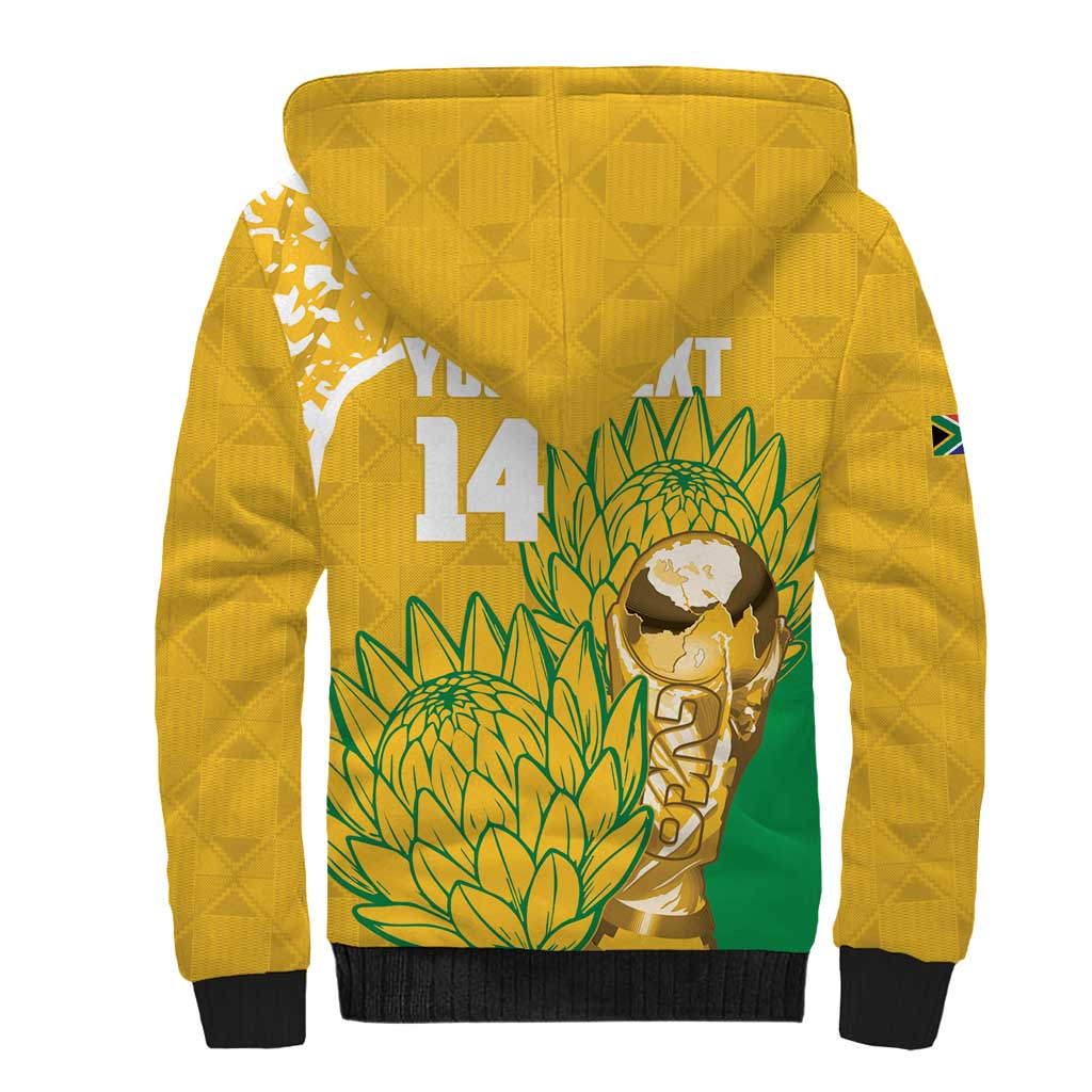 Custom South Africa Soccer Sherpa Hoodie 2026 Bafana Bafana Go Boys Protea - Wonder Print Shop