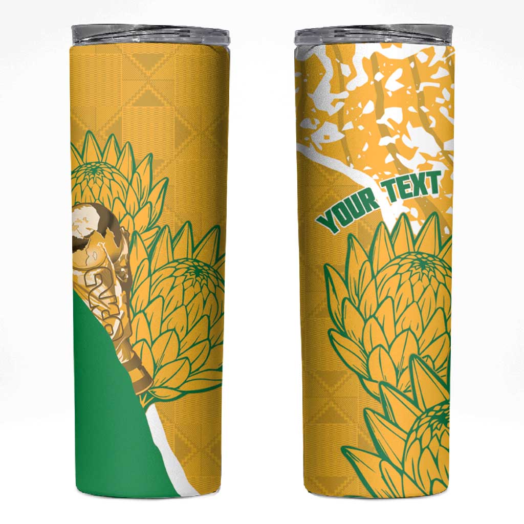 Custom South Africa Soccer Skinny Tumbler 2026 Bafana Bafana Go Boys Protea - Wonder Print Shop