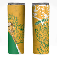 Custom South Africa Soccer Skinny Tumbler 2026 Bafana Bafana Go Boys Protea - Wonder Print Shop
