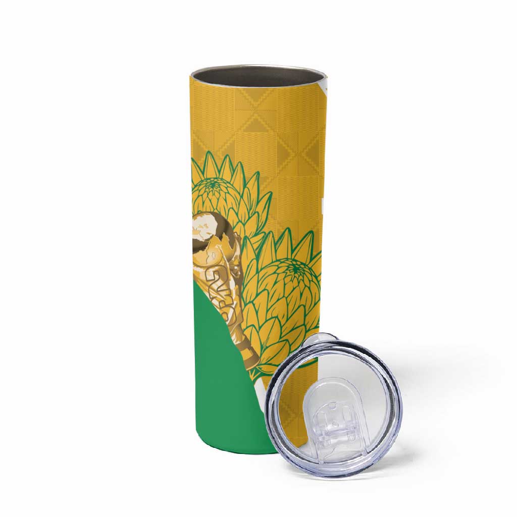 Custom South Africa Soccer Skinny Tumbler 2026 Bafana Bafana Go Boys Protea - Wonder Print Shop