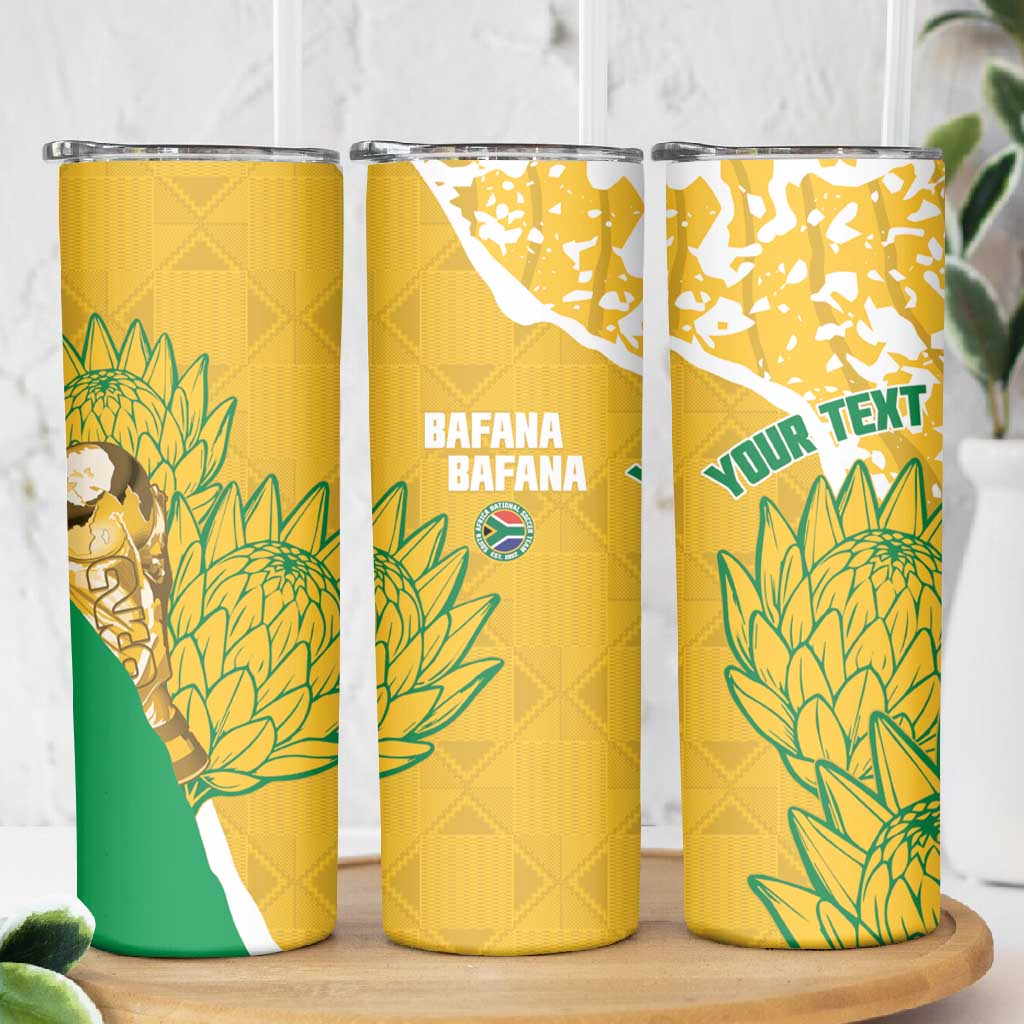 Custom South Africa Soccer Skinny Tumbler 2026 Bafana Bafana Go Boys Protea - Wonder Print Shop