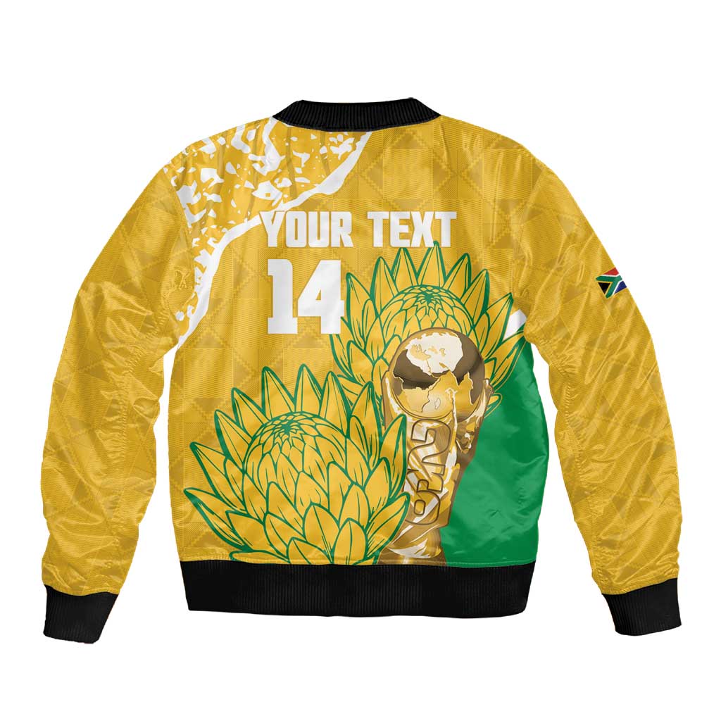 Custom South Africa Soccer Sleeve Zip Bomber Jacket 2026 Bafana Bafana Go Boys Protea - Wonder Print Shop