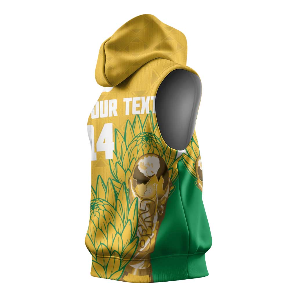Custom South Africa Soccer Sleeveless Hoodie 2026 Bafana Bafana Go Boys Protea - Wonder Print Shop