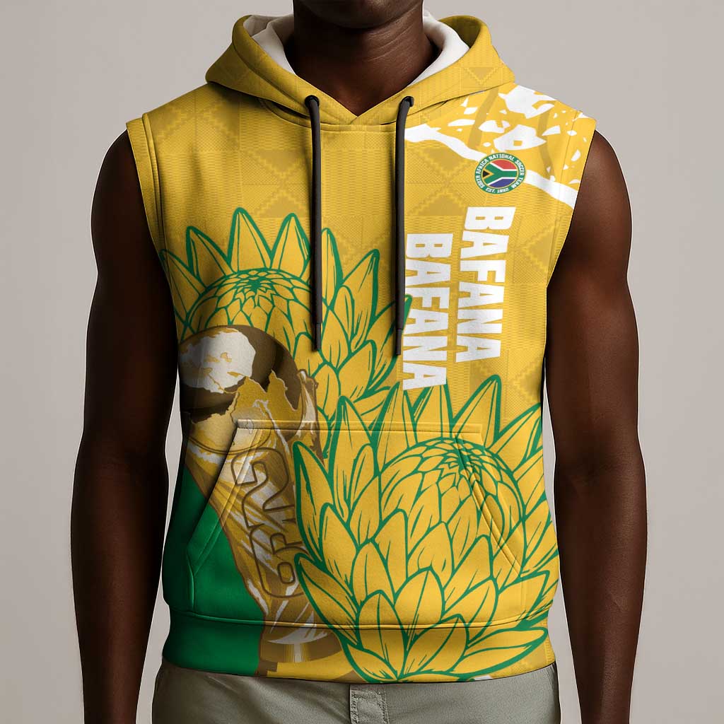 Custom South Africa Soccer Sleeveless Hoodie 2026 Bafana Bafana Go Boys Protea - Wonder Print Shop