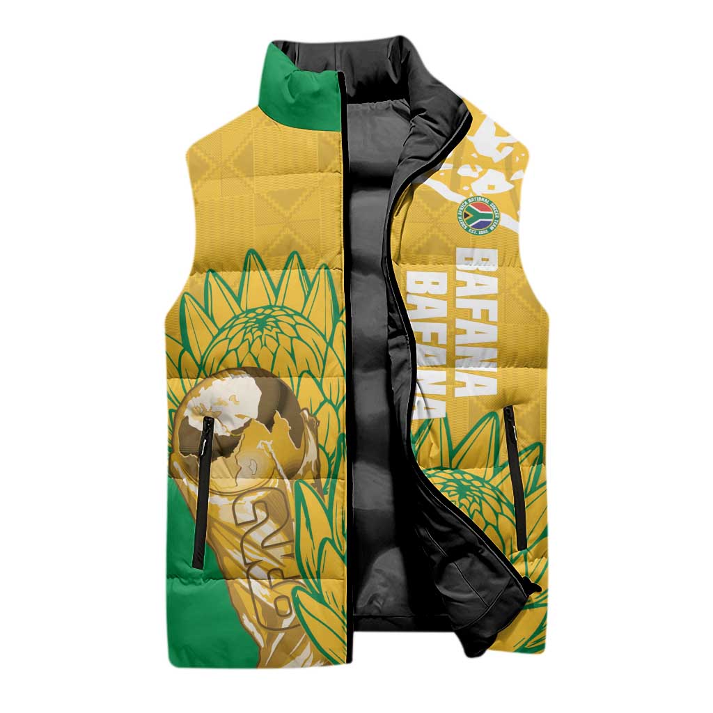Custom South Africa Soccer Sleeveless Puffer Jacket 2026 Bafana Bafana Go Boys Protea - Wonder Print Shop