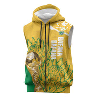 Custom South Africa Soccer Sleeveless Zip Hoodie 2026 Bafana Bafana Go Boys Protea - Wonder Print Shop