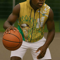 Custom South Africa Soccer Sleeveless Zip Hoodie 2026 Bafana Bafana Go Boys Protea - Wonder Print Shop