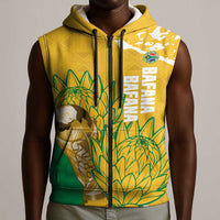 Custom South Africa Soccer Sleeveless Zip Hoodie 2026 Bafana Bafana Go Boys Protea - Wonder Print Shop