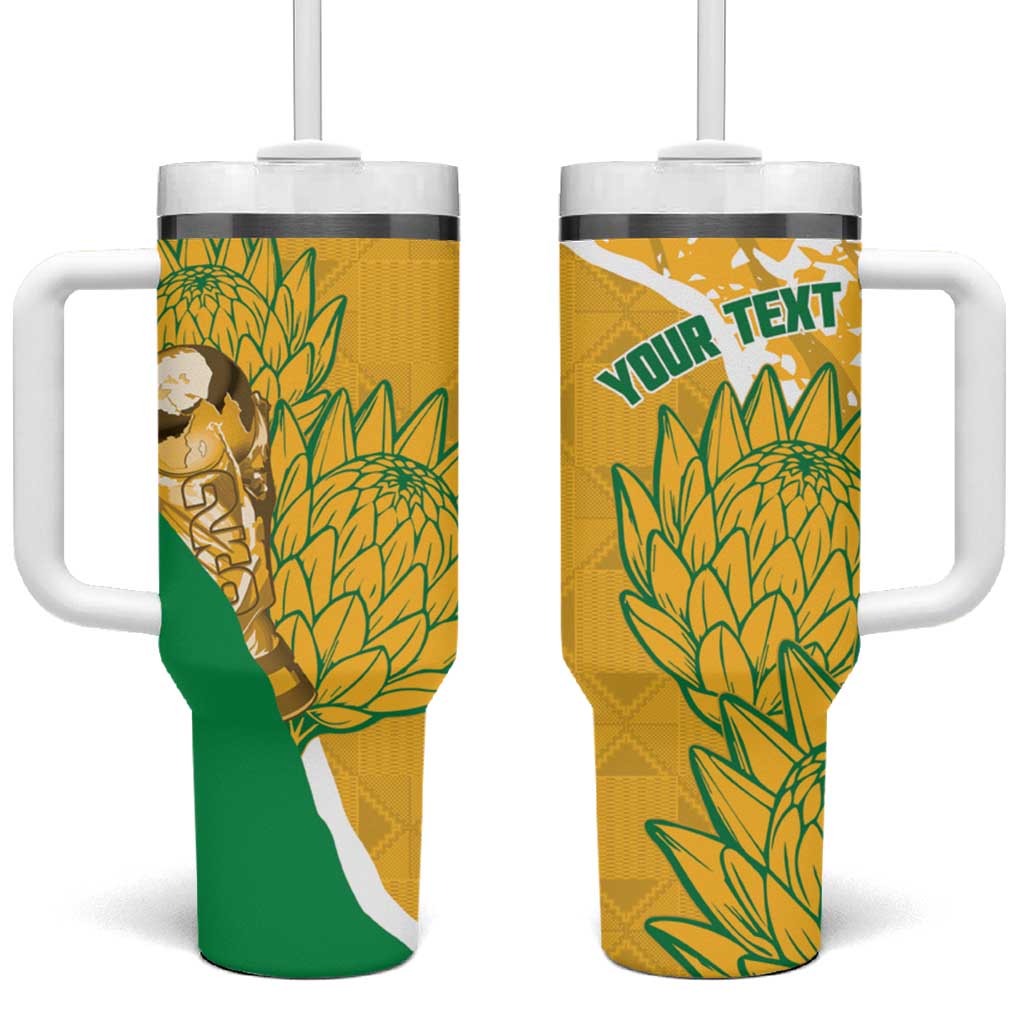 Custom South Africa Soccer Tumbler With Handle 2026 Bafana Bafana Go Boys Protea - Wonder Print Shop