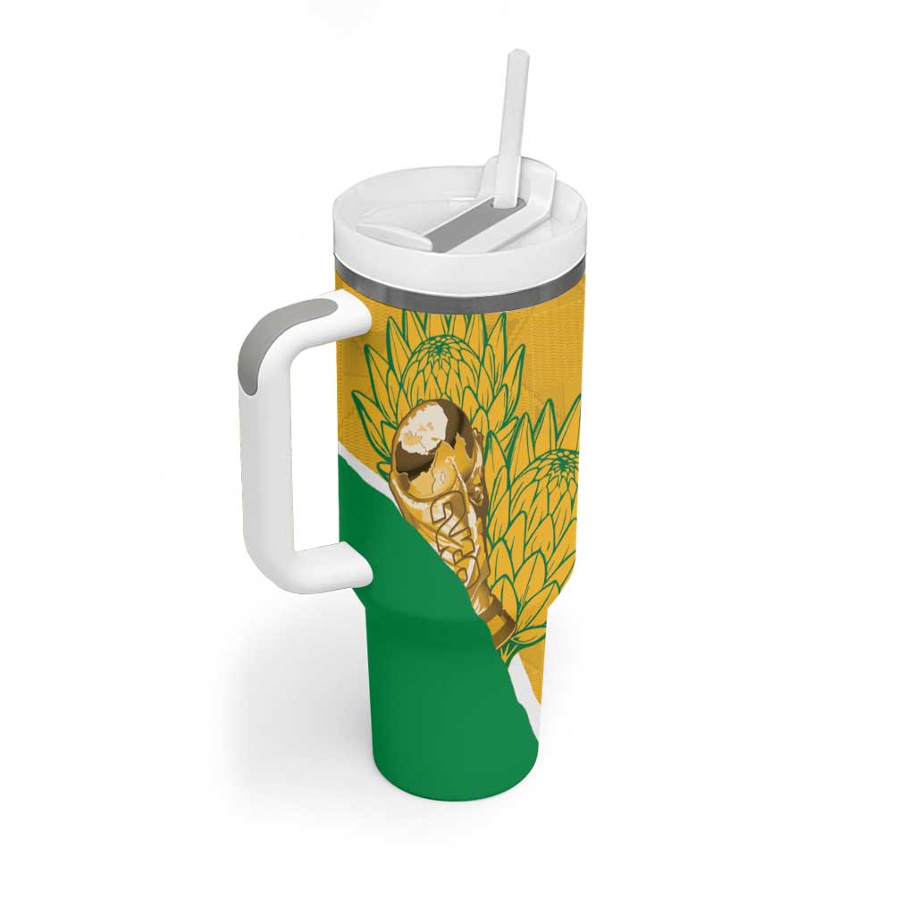 Custom South Africa Soccer Tumbler With Handle 2026 Bafana Bafana Go Boys Protea - Wonder Print Shop
