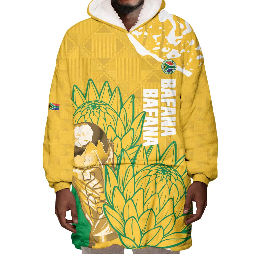 Custom South Africa Soccer Wearable Blanket Hoodie 2026 Bafana Bafana Go Boys Protea - Wonder Print Shop