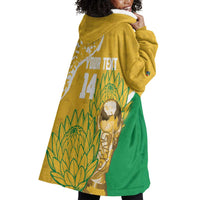 Custom South Africa Soccer Wearable Blanket Hoodie 2026 Bafana Bafana Go Boys Protea - Wonder Print Shop