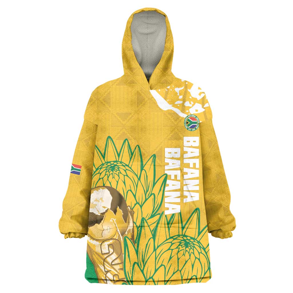 Custom South Africa Soccer Wearable Blanket Hoodie 2026 Bafana Bafana Go Boys Protea - Wonder Print Shop