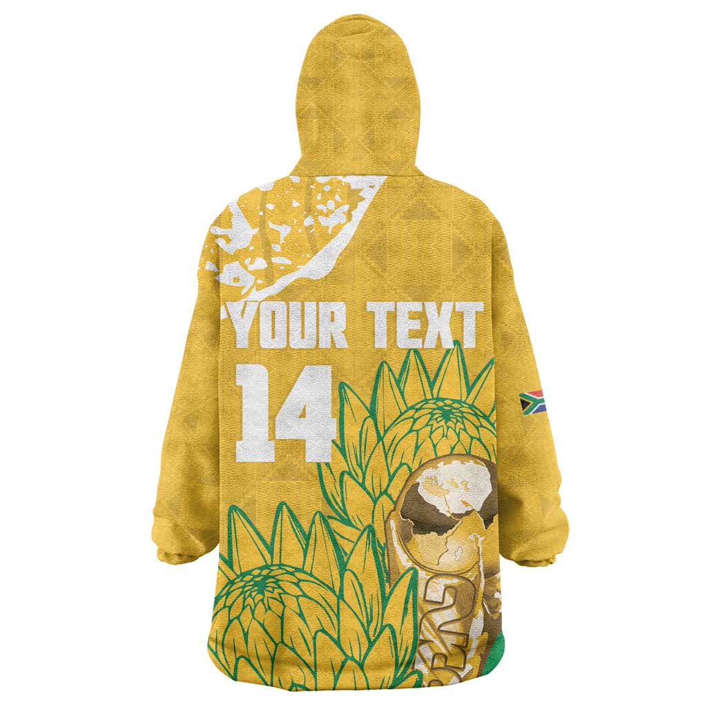 Custom South Africa Soccer Wearable Blanket Hoodie 2026 Bafana Bafana Go Boys Protea - Wonder Print Shop