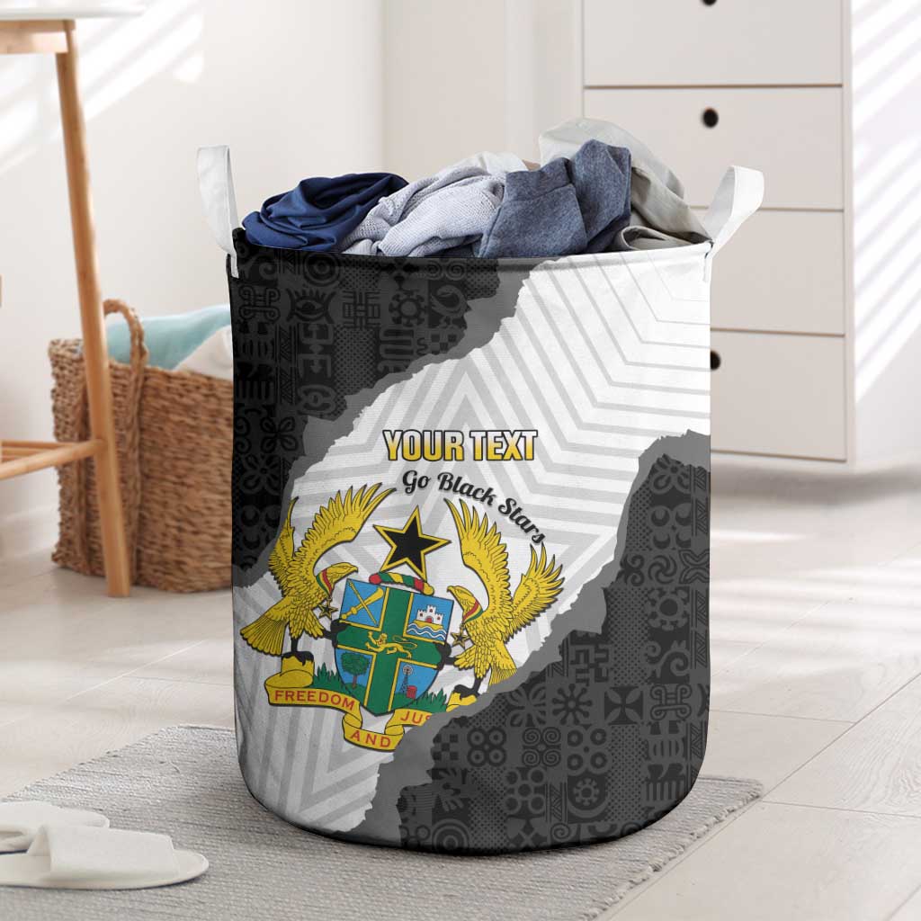 Custom Ghana Football Laundry Basket 2026 Go Black Stars Black Adinkra Pattern - Wonder Print Shop