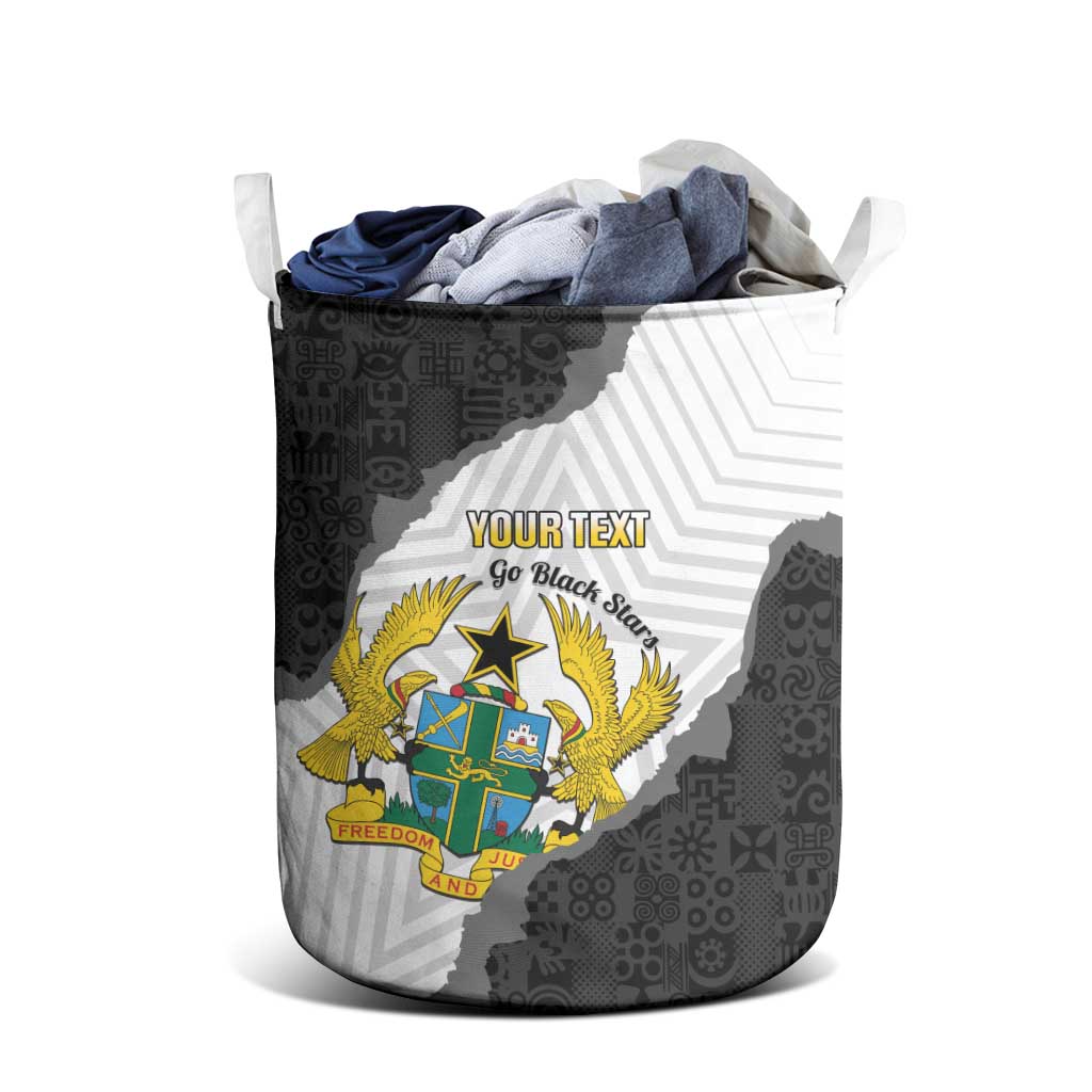 Custom Ghana Football Laundry Basket 2026 Go Black Stars Black Adinkra Pattern - Wonder Print Shop