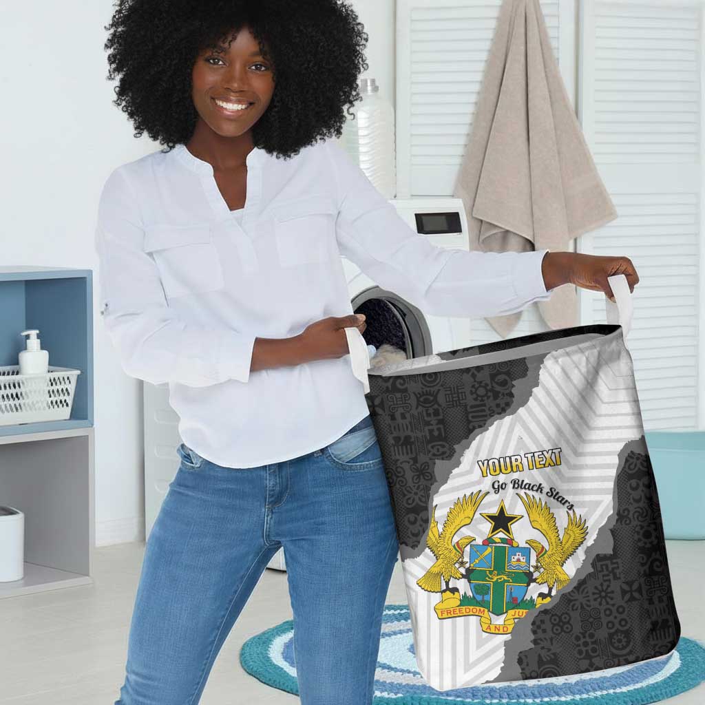 Custom Ghana Football Laundry Basket 2026 Go Black Stars Black Adinkra Pattern - Wonder Print Shop
