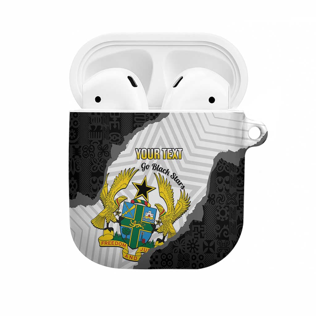 Custom Ghana Football AirPods Case 2026 Go Black Stars Black Adinkra Pattern - Wonder Print Shop