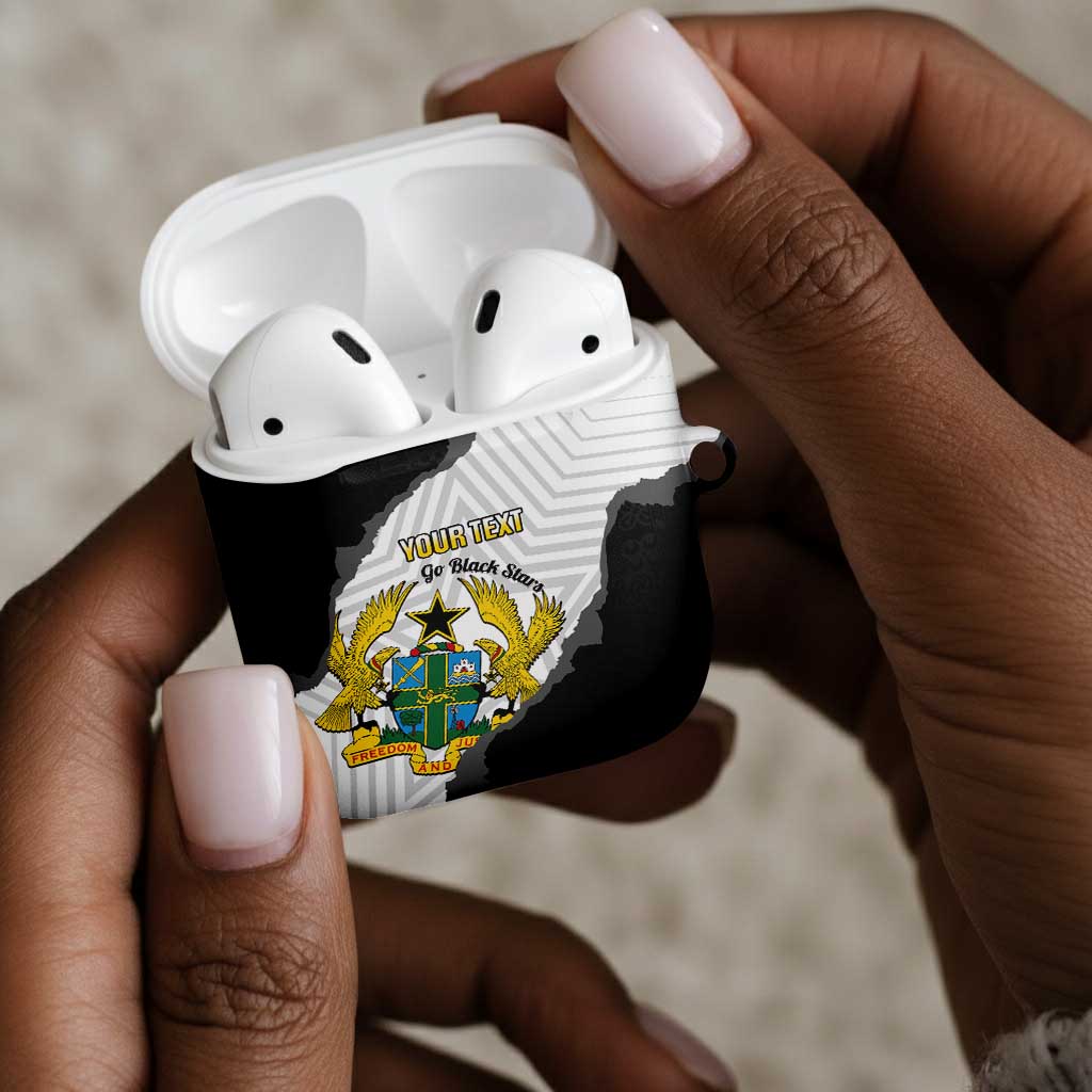 Custom Ghana Football AirPods Case 2026 Go Black Stars Black Adinkra Pattern - Wonder Print Shop