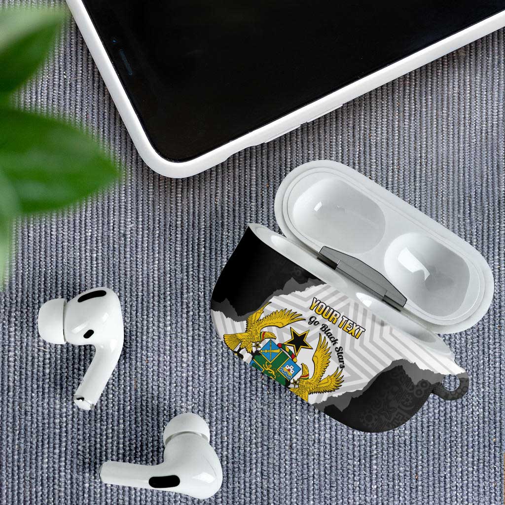 Custom Ghana Football AirPods Case 2026 Go Black Stars Black Adinkra Pattern - Wonder Print Shop