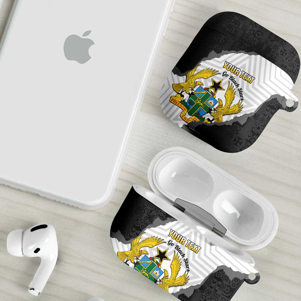 Custom Ghana Football AirPods Case 2026 Go Black Stars Black Adinkra Pattern - Wonder Print Shop