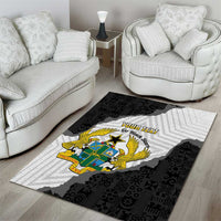 Custom Ghana Football Area Rug 2026 Go Black Stars Black Adinkra Pattern - Wonder Print Shop