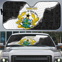 Custom Ghana Football Auto Sun Shade 2026 Go Black Stars Black Adinkra Pattern - Wonder Print Shop