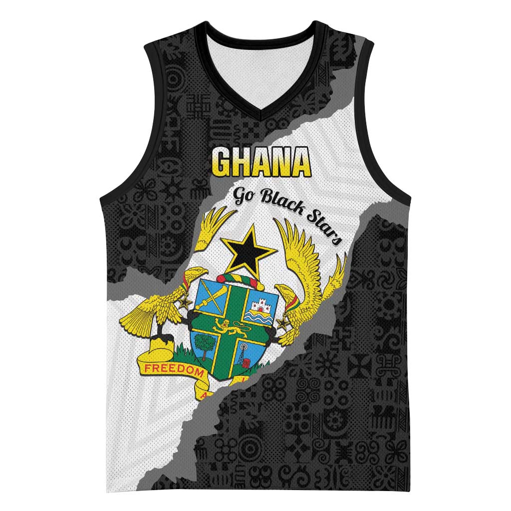 Custom Ghana Football Basketball Jersey 2026 Go Black Stars Black Adinkra Pattern - Wonder Print Shop