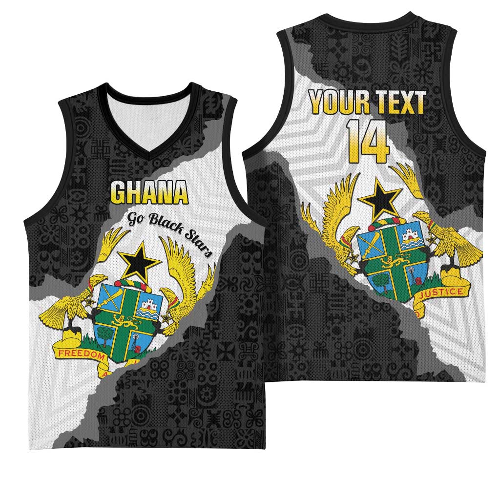 Custom Ghana Football Basketball Jersey 2026 Go Black Stars Black Adinkra Pattern - Wonder Print Shop