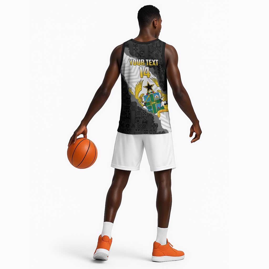 Custom Ghana Football Basketball Jersey 2026 Go Black Stars Black Adinkra Pattern - Wonder Print Shop