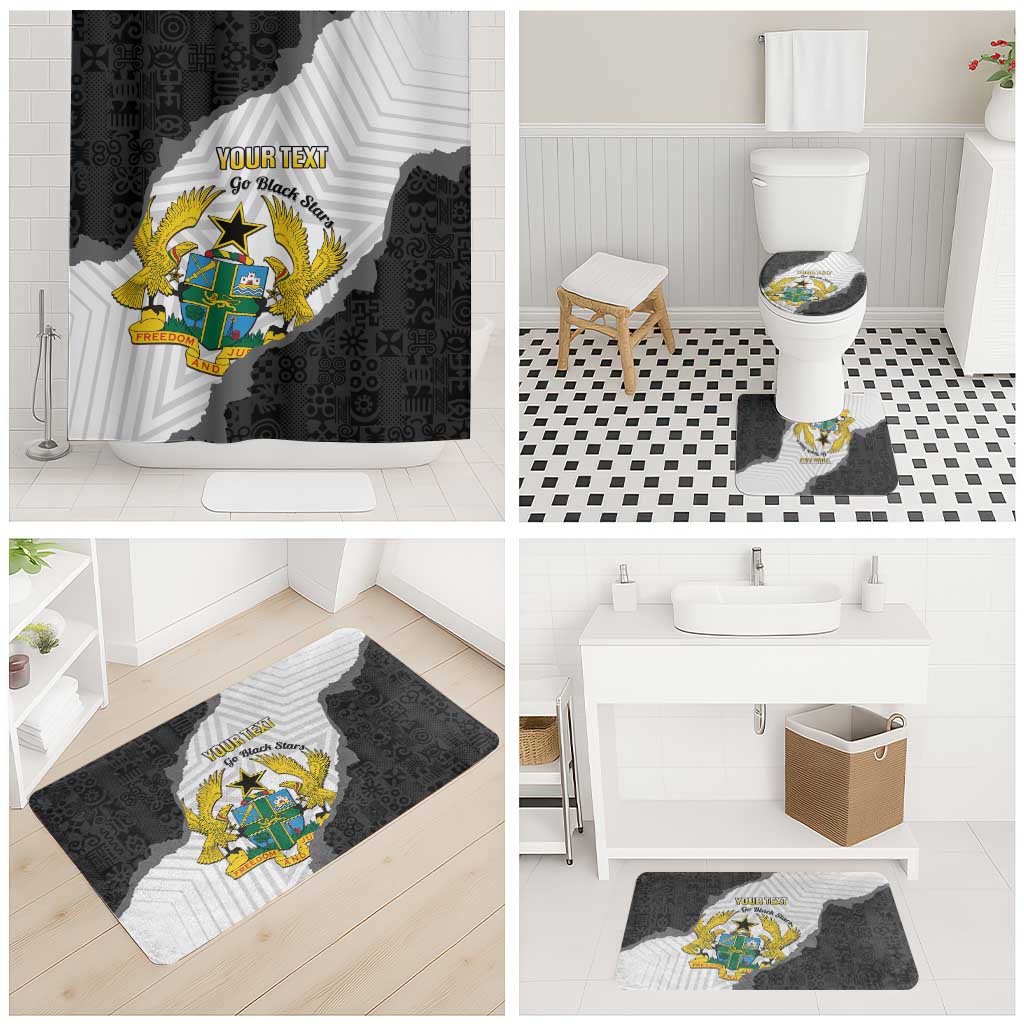 Custom Ghana Football Bathroom Set 2026 Go Black Stars Black Adinkra Pattern - Wonder Print Shop