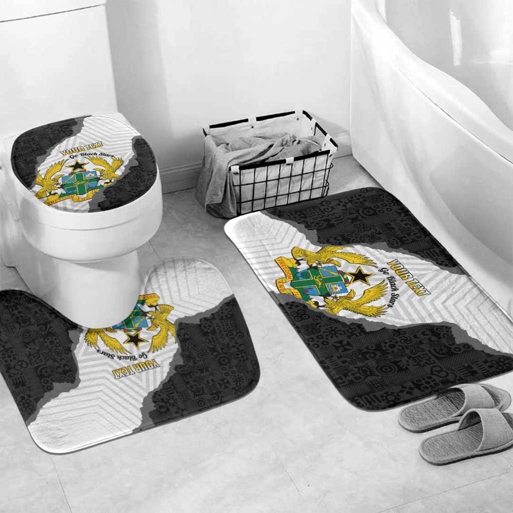 Custom Ghana Football Bathroom Set 2026 Go Black Stars Black Adinkra Pattern - Wonder Print Shop