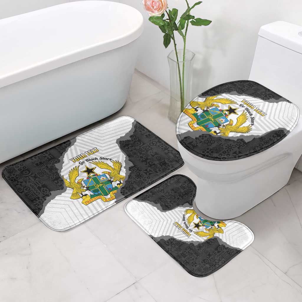 Custom Ghana Football Bathroom Set 2026 Go Black Stars Black Adinkra Pattern - Wonder Print Shop