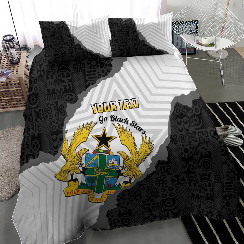Custom Ghana Football Bedding Set 2026 Go Black Stars Black Adinkra Pattern - Wonder Print Shop