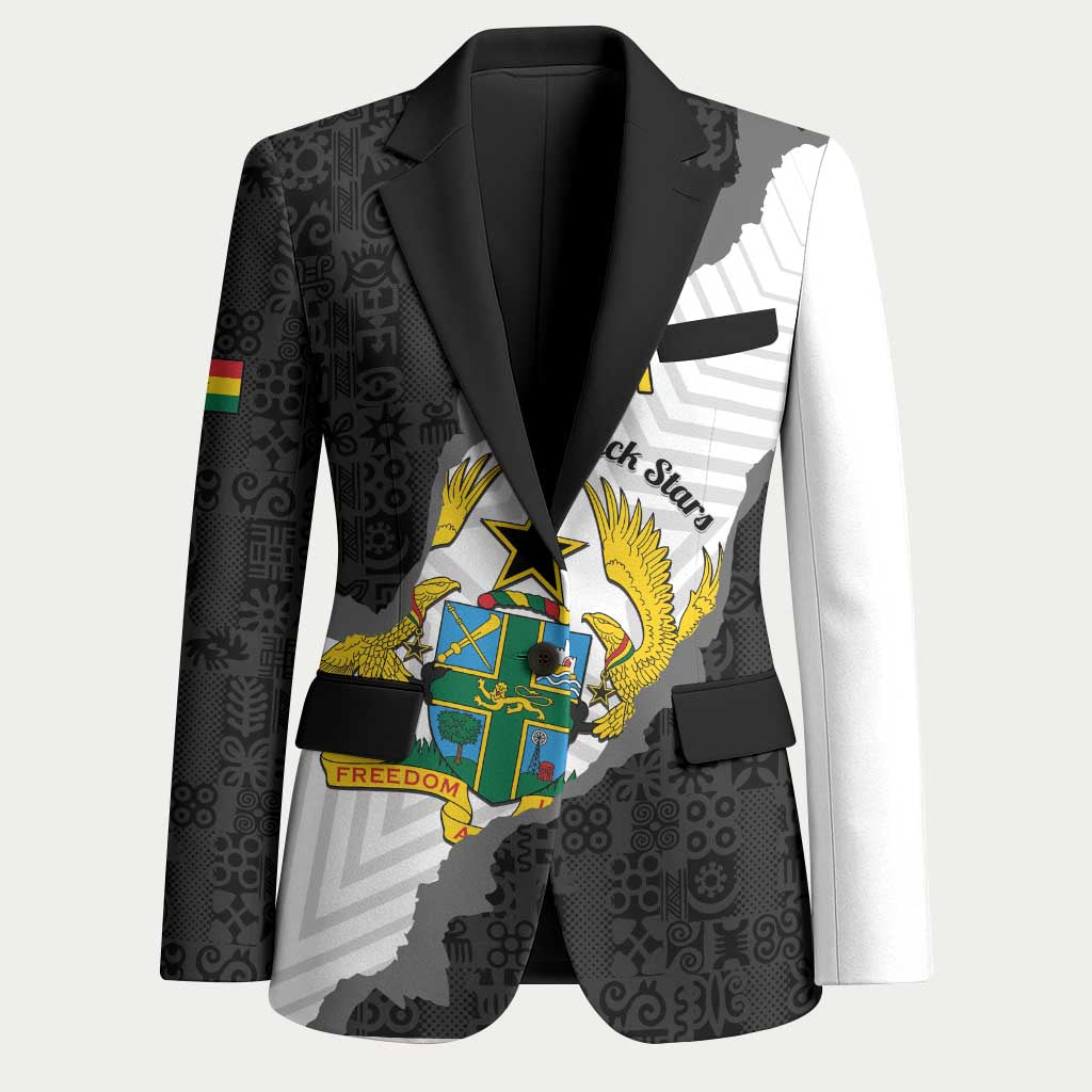 Custom Ghana Football Blazer 2026 Go Black Stars Black Adinkra Pattern - Wonder Print Shop