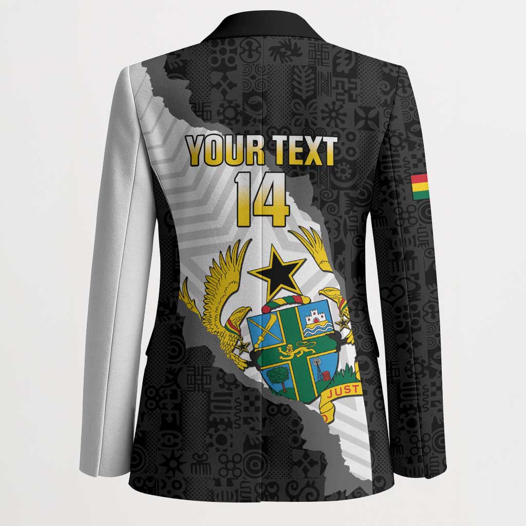 Custom Ghana Football Blazer 2026 Go Black Stars Black Adinkra Pattern - Wonder Print Shop