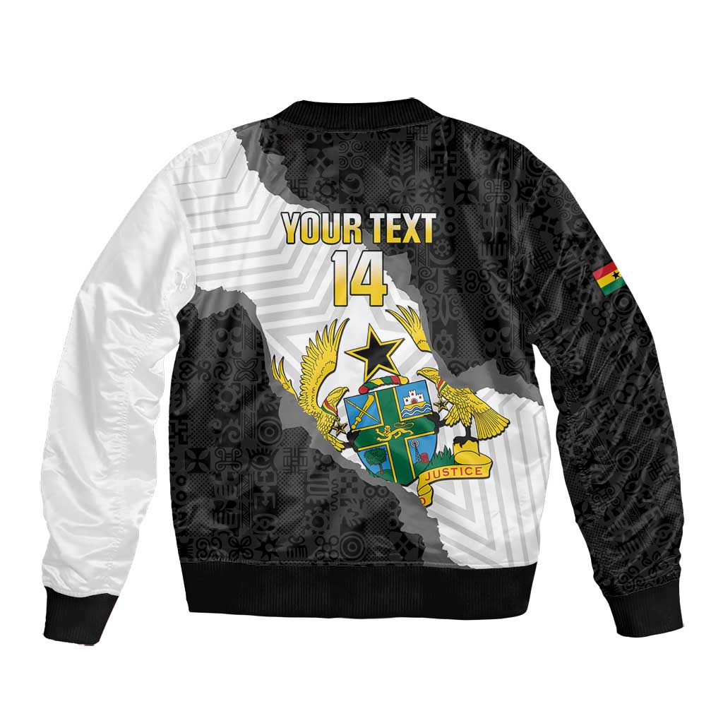 Custom Ghana Football Bomber Jacket 2026 Go Black Stars Black Adinkra Pattern - Wonder Print Shop