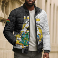 Custom Ghana Football Bomber Puffer Jacket 2026 Go Black Stars Black Adinkra Pattern - Wonder Print Shop