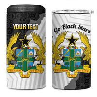 Custom Ghana Football 4 in 1 Can Cooler Tumbler 2026 Go Black Stars Black Adinkra Pattern - Wonder Print Shop