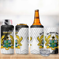 Custom Ghana Football 4 in 1 Can Cooler Tumbler 2026 Go Black Stars Black Adinkra Pattern - Wonder Print Shop