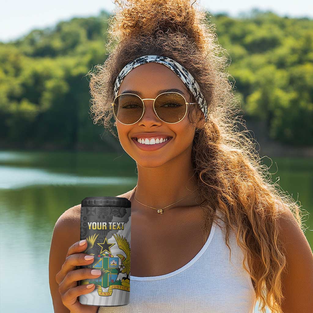 Custom Ghana Football 4 in 1 Can Cooler Tumbler 2026 Go Black Stars Black Adinkra Pattern - Wonder Print Shop