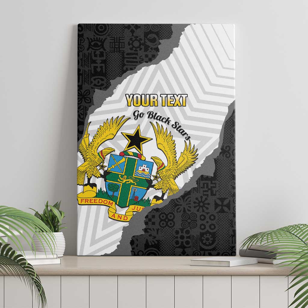 Custom Ghana Football Canvas Wall Art 2026 Go Black Stars Black Adinkra Pattern - Wonder Print Shop