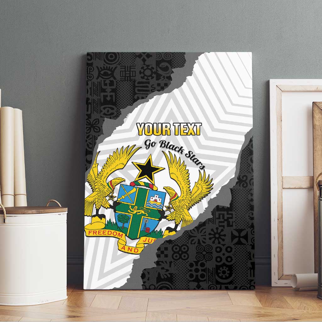 Custom Ghana Football Canvas Wall Art 2026 Go Black Stars Black Adinkra Pattern - Wonder Print Shop