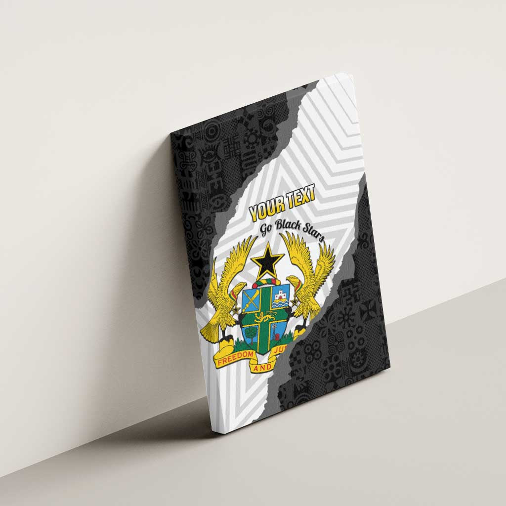 Custom Ghana Football Canvas Wall Art 2026 Go Black Stars Black Adinkra Pattern - Wonder Print Shop