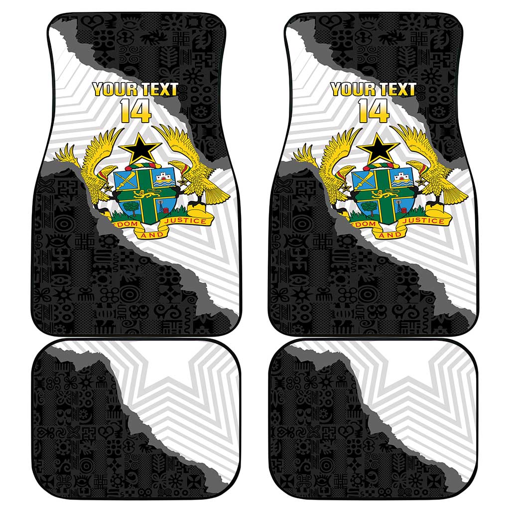 Custom Ghana Football Car Mats 2026 Go Black Stars Black Adinkra Pattern - Wonder Print Shop