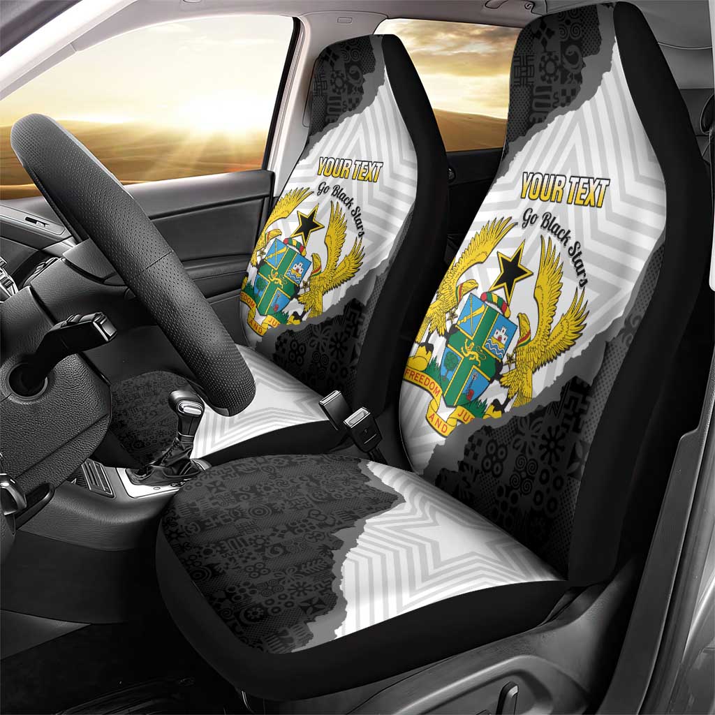 Custom Ghana Football Car Seat Cover 2026 Go Black Stars Black Adinkra Pattern - Wonder Print Shop